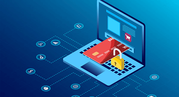 Credit card going into a laptop securely